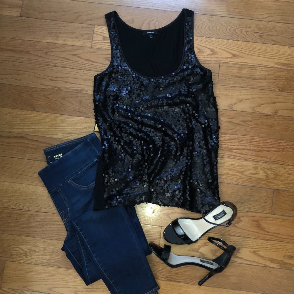 Express Black Sequin Tank